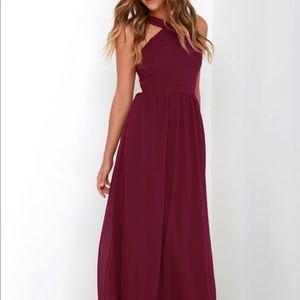 Lulu’s Air of Romance Burgundy Maxi Dress